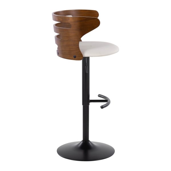 Cosi Mid Century Modern Adjustable Barstool Cream Faux Leather Set of 2 6
