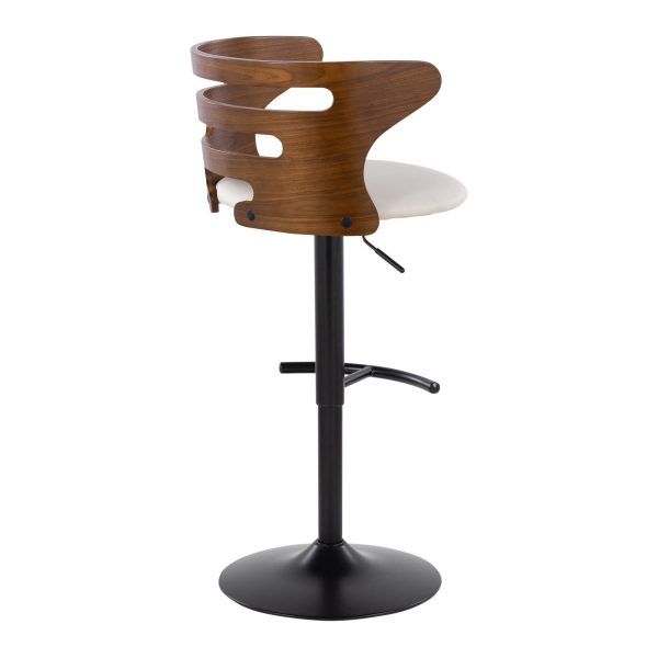 Cosi Mid Century Modern Adjustable Barstool Cream Faux Leather Set of 2 7