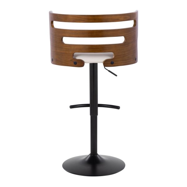 Cosi Mid Century Modern Adjustable Barstool Cream Faux Leather Set of 2 8