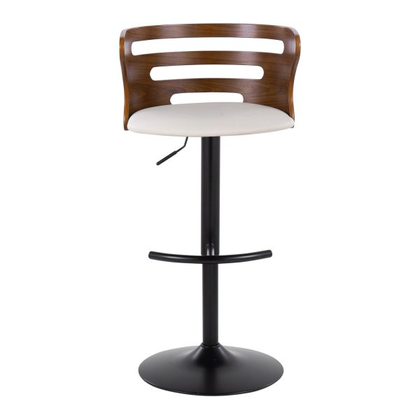Cosi Mid Century Modern Adjustable Barstool Cream Faux Leather Set of 2 9