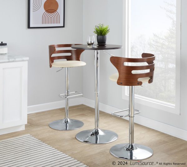 Cosi Mid Century Modern Adjustable Swivel Barstool Cream Set of 2 3