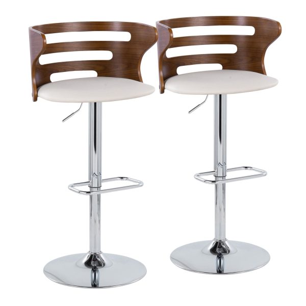 Cosi Mid Century Modern Adjustable Swivel Barstool Cream Set of 2 4