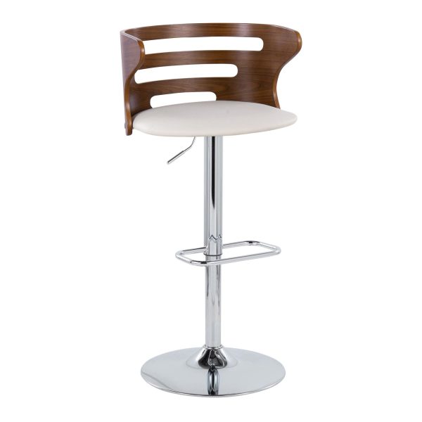 Cosi Mid Century Modern Adjustable Swivel Barstool Cream Set of 2 5