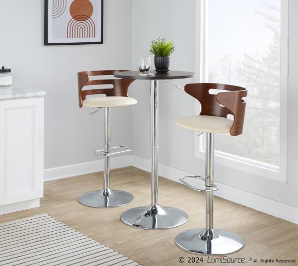 Cosi Mid Century Modern Adjustable Swivel Barstool Cream Set of 2