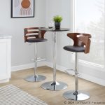 Cosi Mid-Century Modern Walnut and Brown Swivel Barstool (Set of 2) 12 Cosi Mid-Century Modern Walnut and Brown Swivel Barstool (Set of 2)
