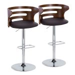 Cosi Mid-Century Modern Walnut and Brown Swivel Barstool (Set of 2) 16 Cosi Mid-Century Modern Walnut and Brown Swivel Barstool (Set of 2)