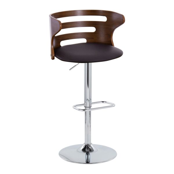 Cosi Mid Century Modern Walnut and Brown Swivel Barstool Set of 2 5