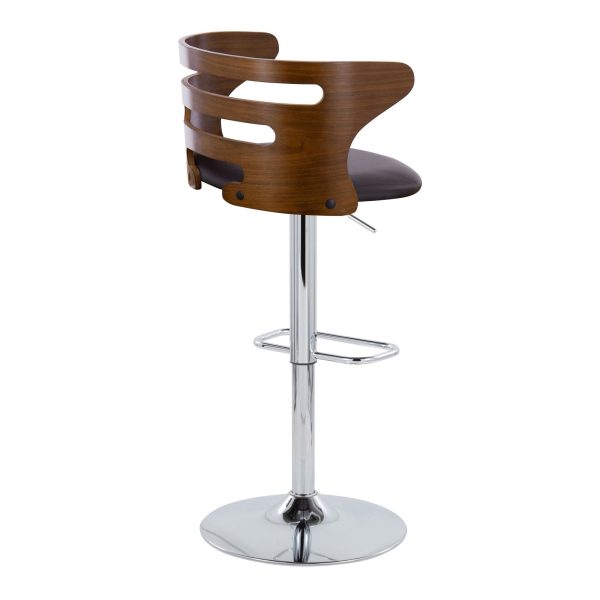 Cosi Mid Century Modern Walnut and Brown Swivel Barstool Set of 2 7