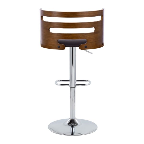 Cosi Mid Century Modern Walnut and Brown Swivel Barstool Set of 2 8