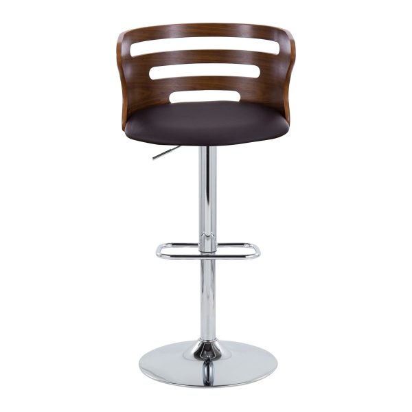 Cosi Mid Century Modern Walnut and Brown Swivel Barstool Set of 2 9