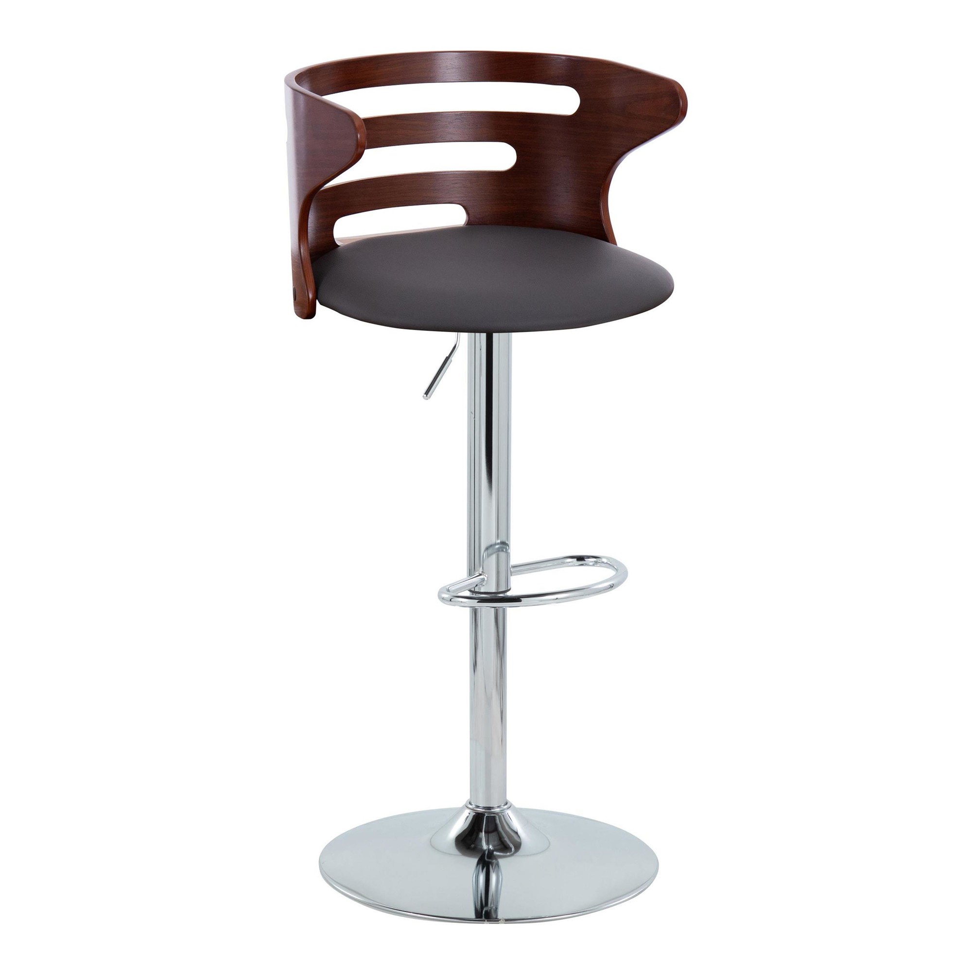 Cosi Mid-Century Modern Walnut and Grey Barstool (Set of 2) 2 Cosi Mid-Century Modern Walnut and Grey Barstool (Set of 2) - Image 2