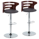 Cosi Mid-Century Modern Walnut and Grey Barstool (Set of 2) 10 Cosi Mid-Century Modern Walnut and Grey Barstool (Set of 2)
