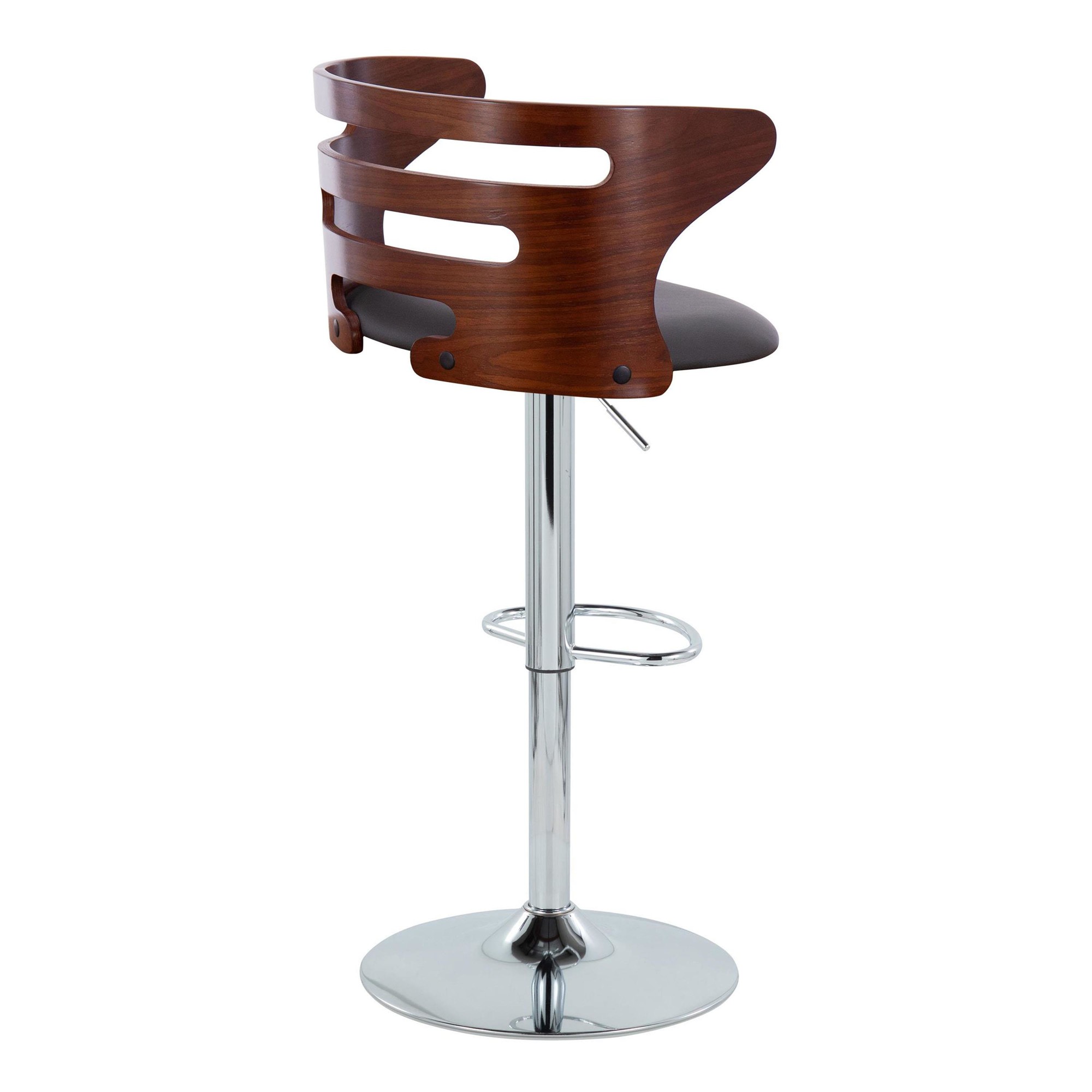 Cosi Mid-Century Modern Walnut and Grey Barstool (Set of 2) 4 Cosi Mid-Century Modern Walnut and Grey Barstool (Set of 2) - Image 4