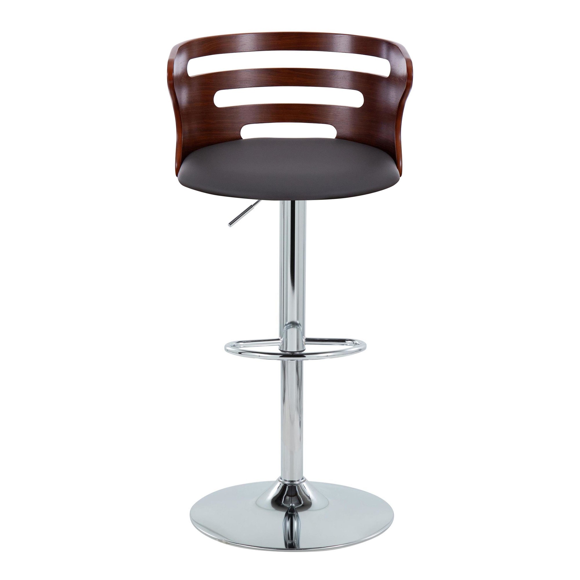 Cosi Mid-Century Modern Walnut and Grey Barstool (Set of 2) 6 Cosi Mid-Century Modern Walnut and Grey Barstool (Set of 2) - Image 6
