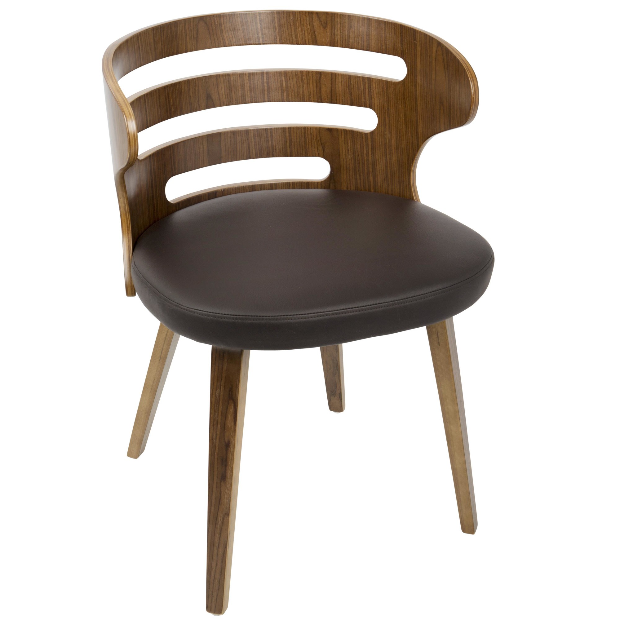 Cosi Walnut Brown Faux Leather Mid-Century Modern Accent Chair 3 Cosi Walnut Brown Faux Leather Mid-Century Modern Accent Chair - Image 3