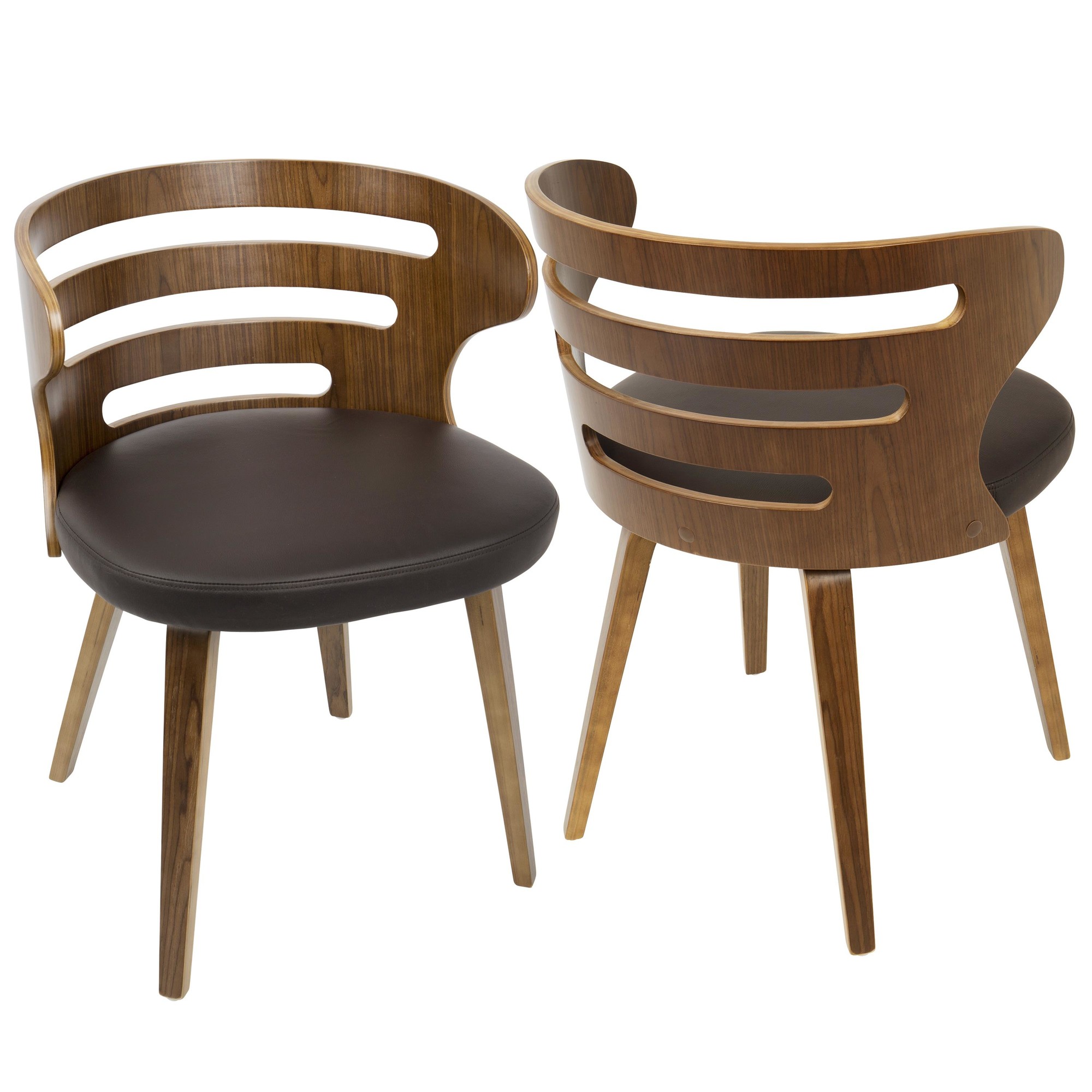 Cosi Walnut Brown Faux Leather Mid-Century Modern Accent Chair 4 Cosi Walnut Brown Faux Leather Mid-Century Modern Accent Chair - Image 4