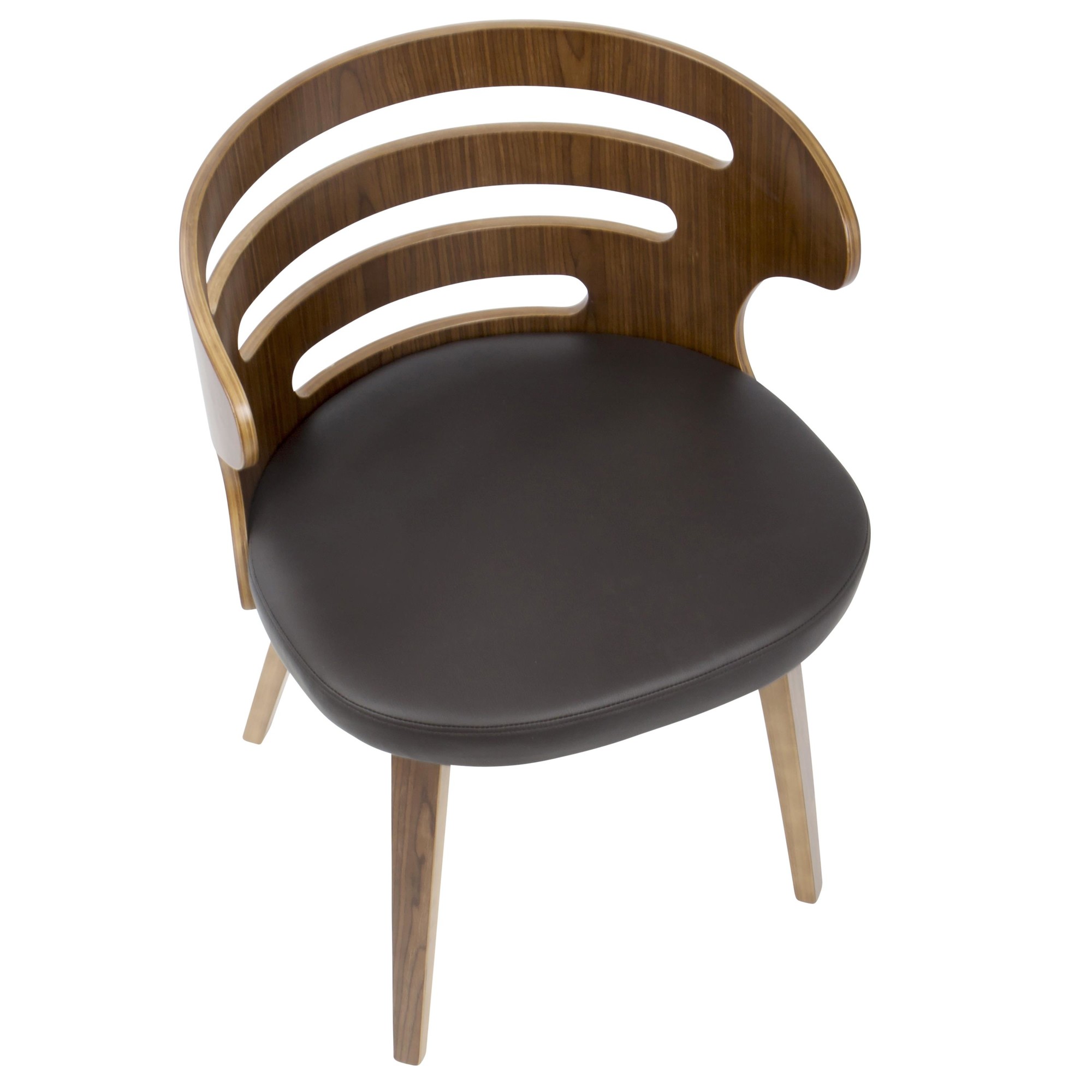 Cosi Walnut Brown Faux Leather Mid-Century Modern Accent Chair 9 Cosi Walnut Brown Faux Leather Mid-Century Modern Accent Chair - Image 9