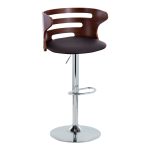 Cosi Walnut Brown Faux Leather Mid-Century Modern Barstool (Set of 2)
