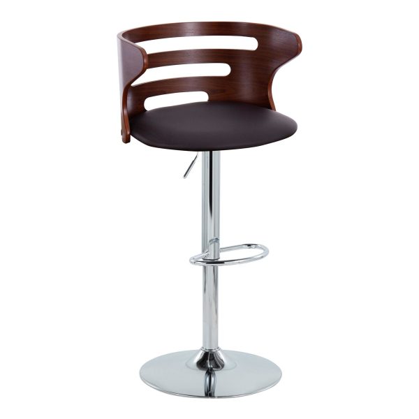 Cosi Walnut Brown Faux Leather Mid Century Modern Barstool Set of 2 1