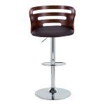 Cosi Walnut Brown Faux Leather Mid-Century Modern Barstool (Set of 2)