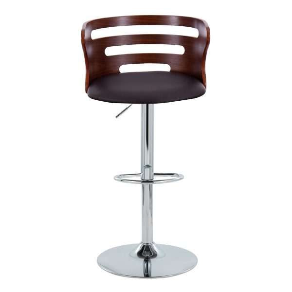 Cosi Walnut Brown Faux Leather Mid Century Modern Barstool Set of 2 5