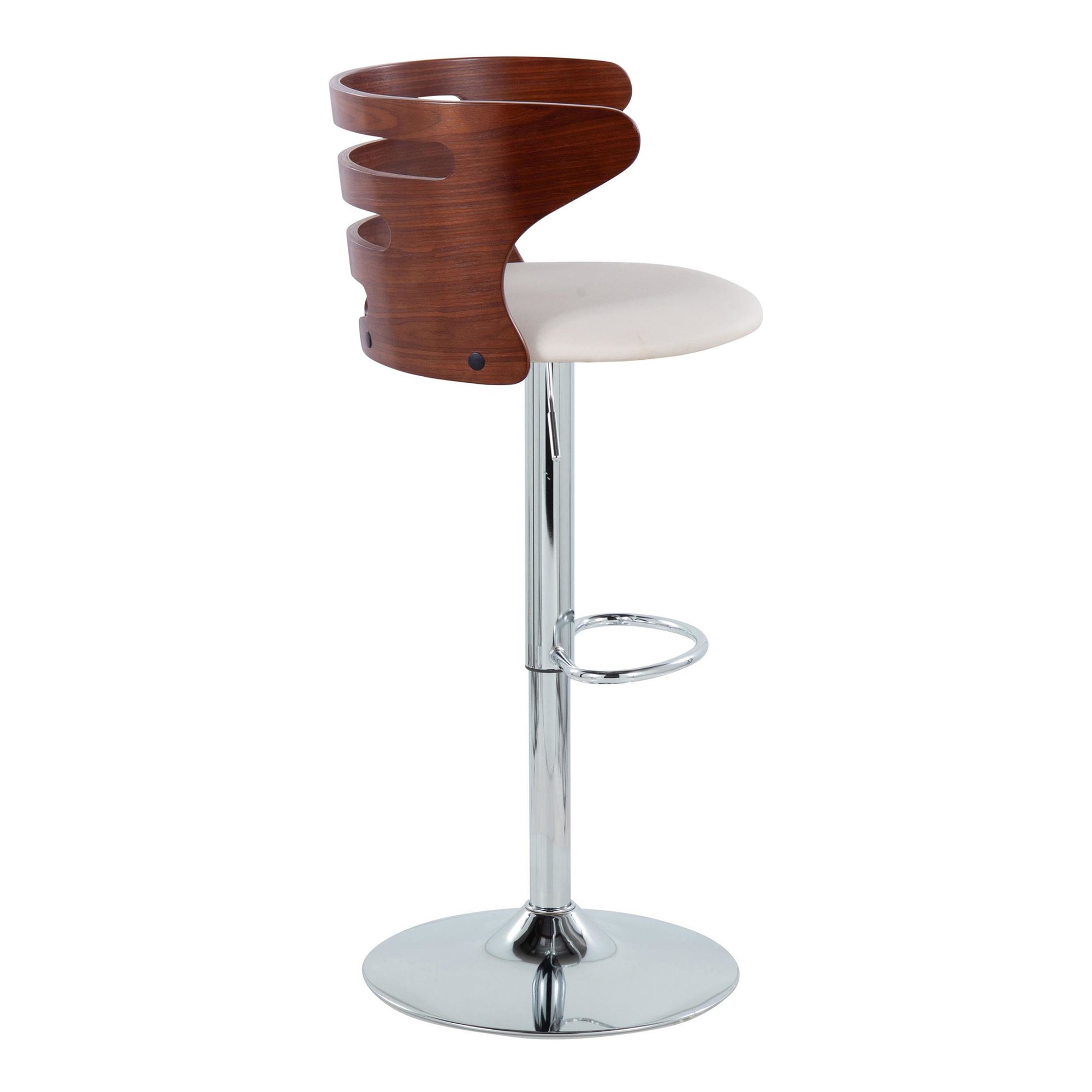 Cosi Walnut Cream Mid-Century Modern Adjustable Barstool (Set of 2) 3 Cosi Walnut Cream Mid-Century Modern Adjustable Barstool (Set of 2) - Image 3