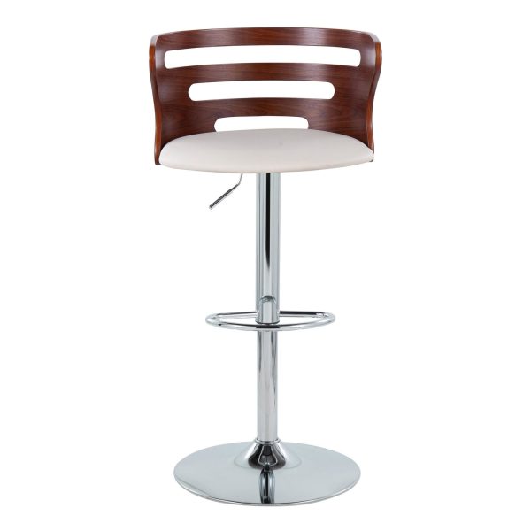 Cosi Walnut Cream Mid Century Modern Adjustable Barstool Set of 2 5