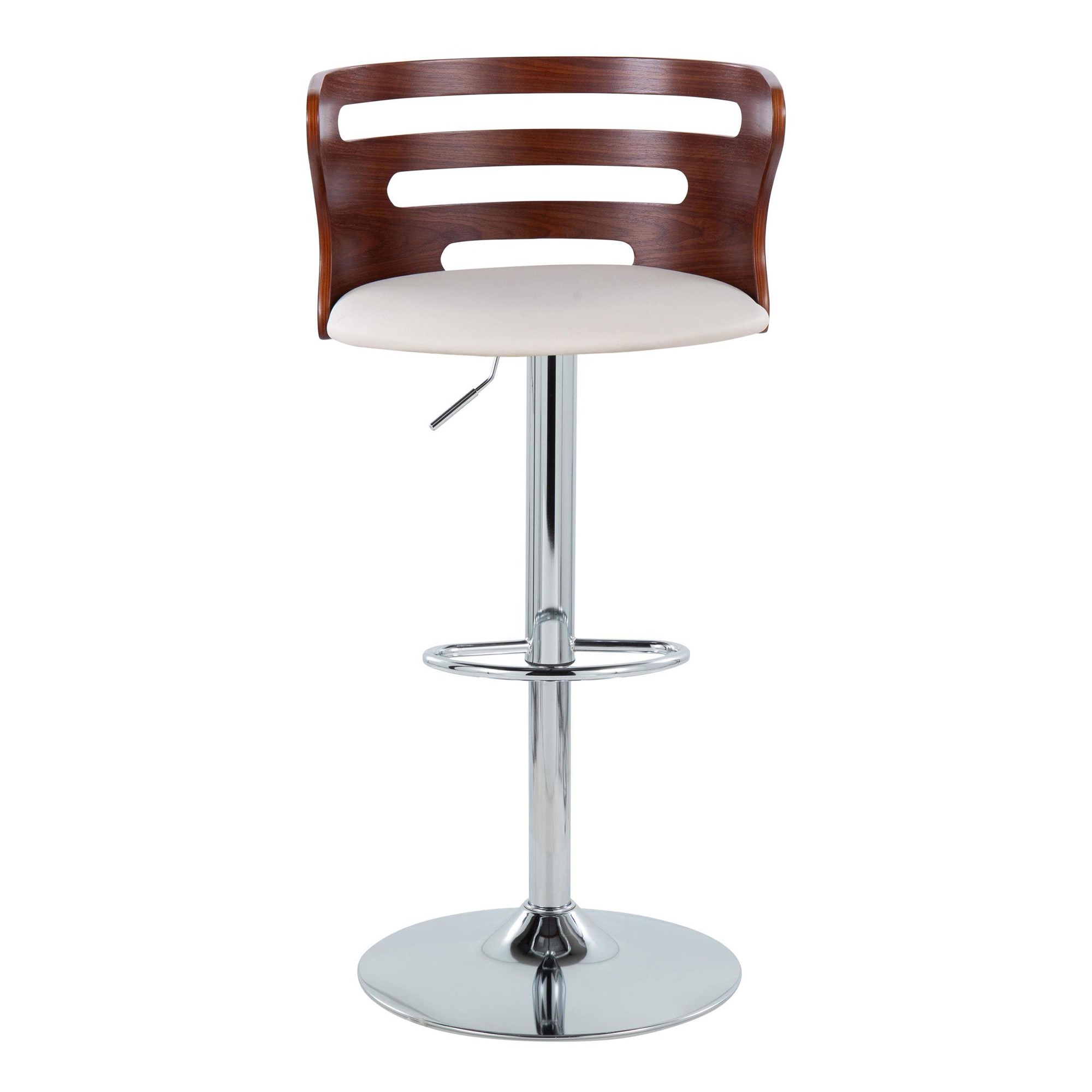 Cosi Walnut Cream Mid-Century Modern Adjustable Barstool (Set of 2) 6 Cosi Walnut Cream Mid-Century Modern Adjustable Barstool (Set of 2) - Image 6