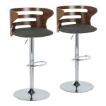 Cosi Walnut Wood Charcoal Fabric Mid-Century Barstool (Set of 2) 11 Cosi Walnut Wood Charcoal Fabric Mid-Century Barstool (Set of 2)