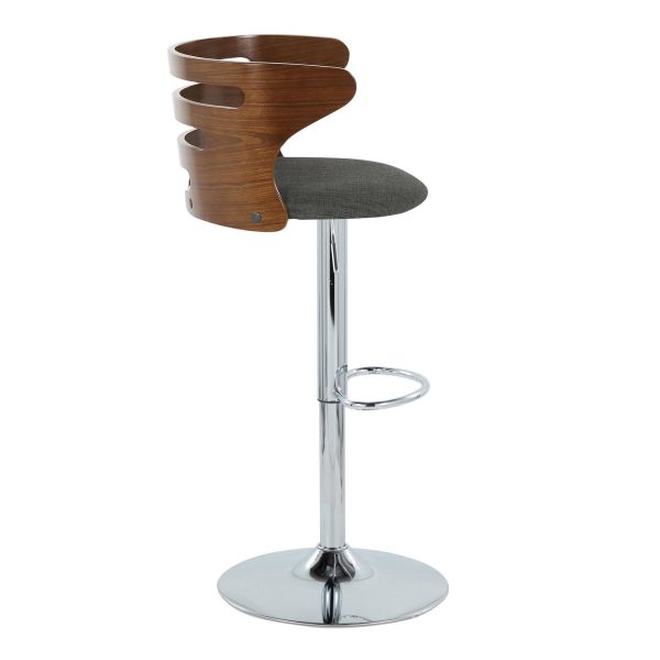 Cosi Walnut Wood Charcoal Fabric Mid Century Barstool Set of 2 2