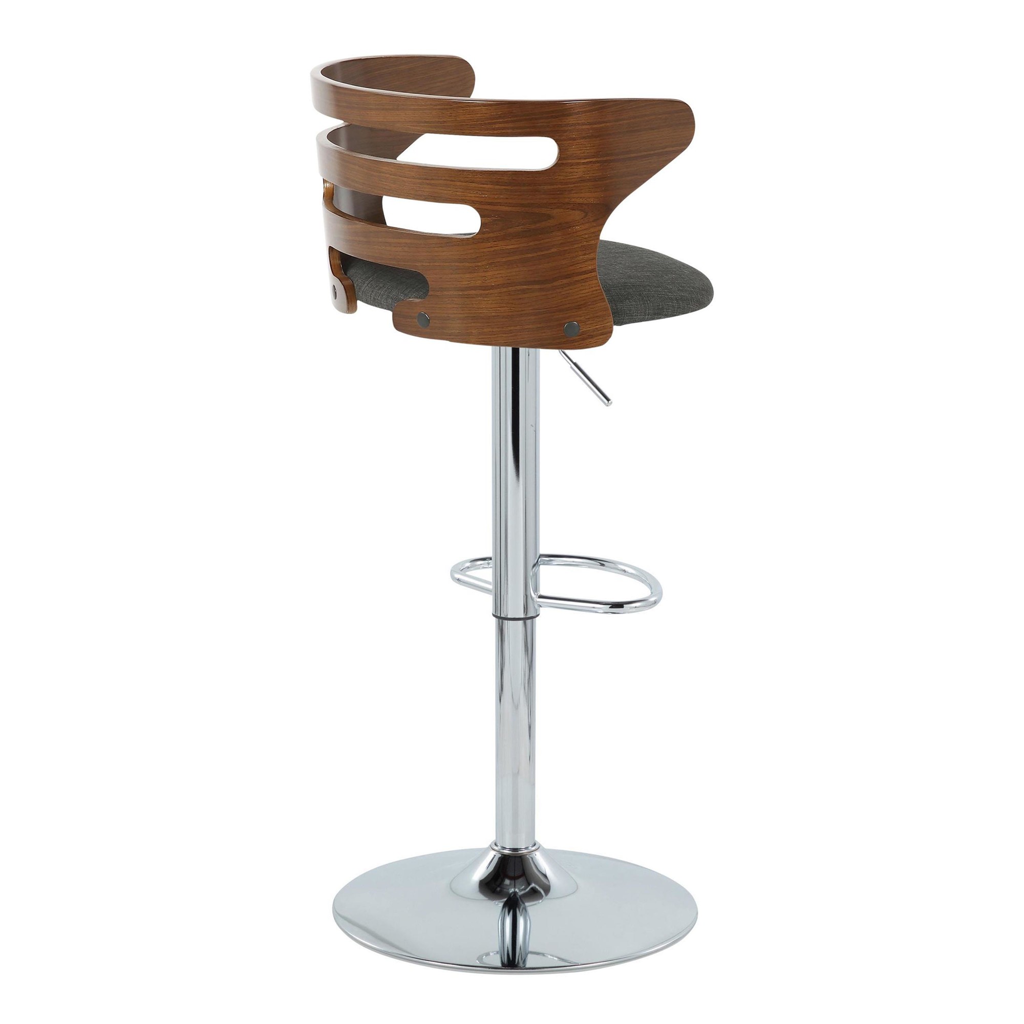 Cosi Walnut Wood Charcoal Fabric Mid-Century Barstool (Set of 2) 4 Cosi Walnut Wood Charcoal Fabric Mid-Century Barstool (Set of 2) - Image 4