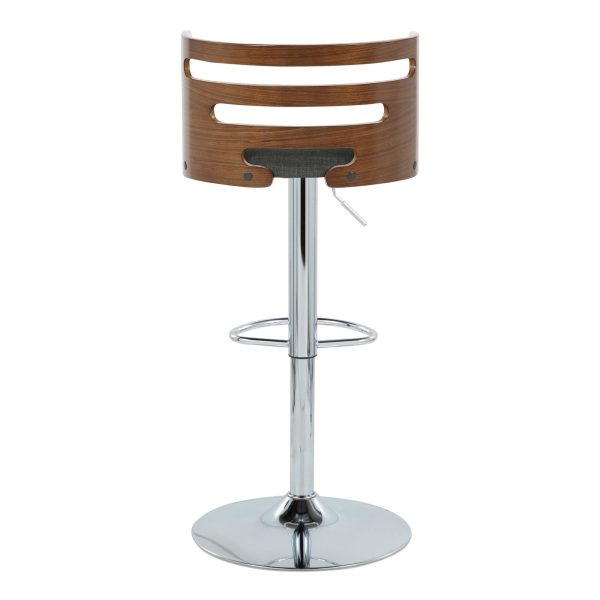 Cosi Walnut Wood Charcoal Fabric Mid Century Barstool Set of 2 4