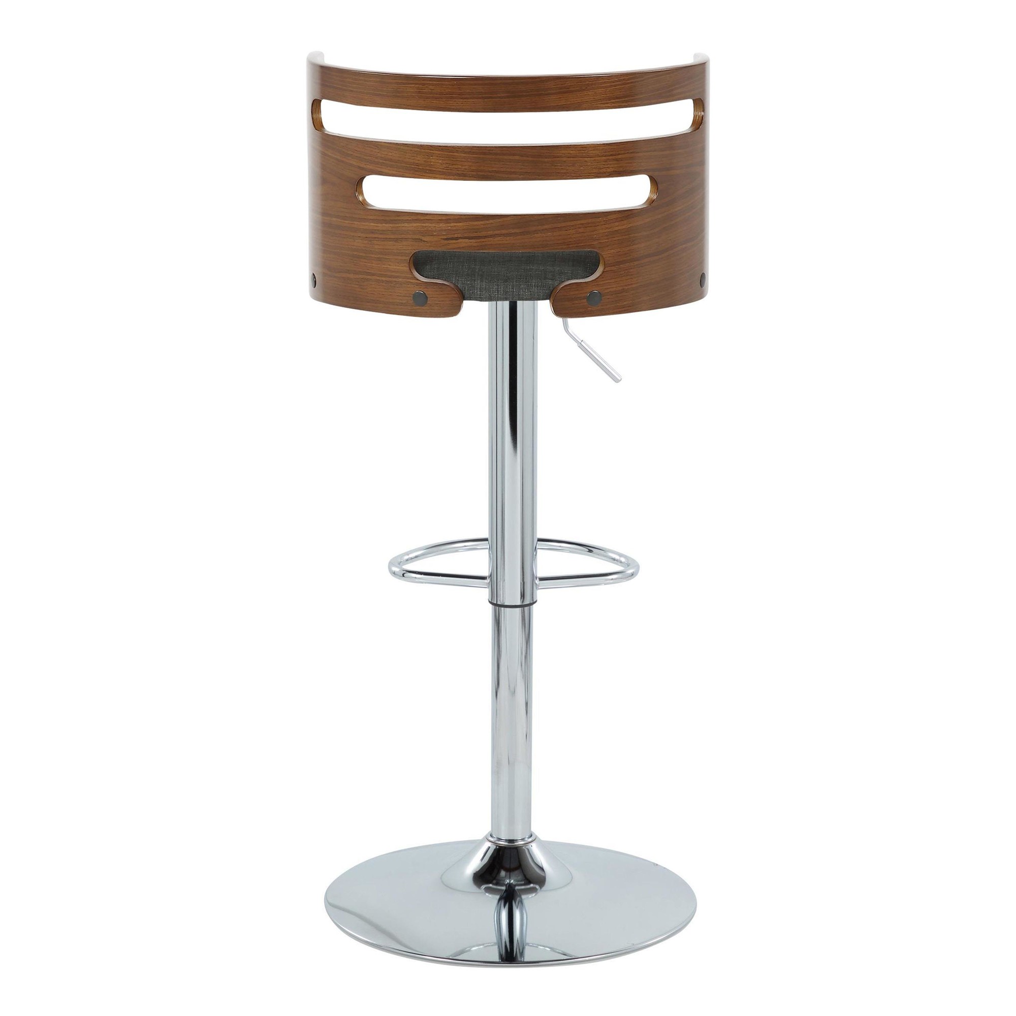 Cosi Walnut Wood Charcoal Fabric Mid-Century Barstool (Set of 2) 5 Cosi Walnut Wood Charcoal Fabric Mid-Century Barstool (Set of 2) - Image 5