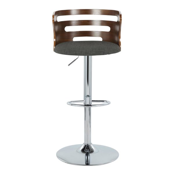 Cosi Walnut Wood Charcoal Fabric Mid Century Barstool Set of 2 5