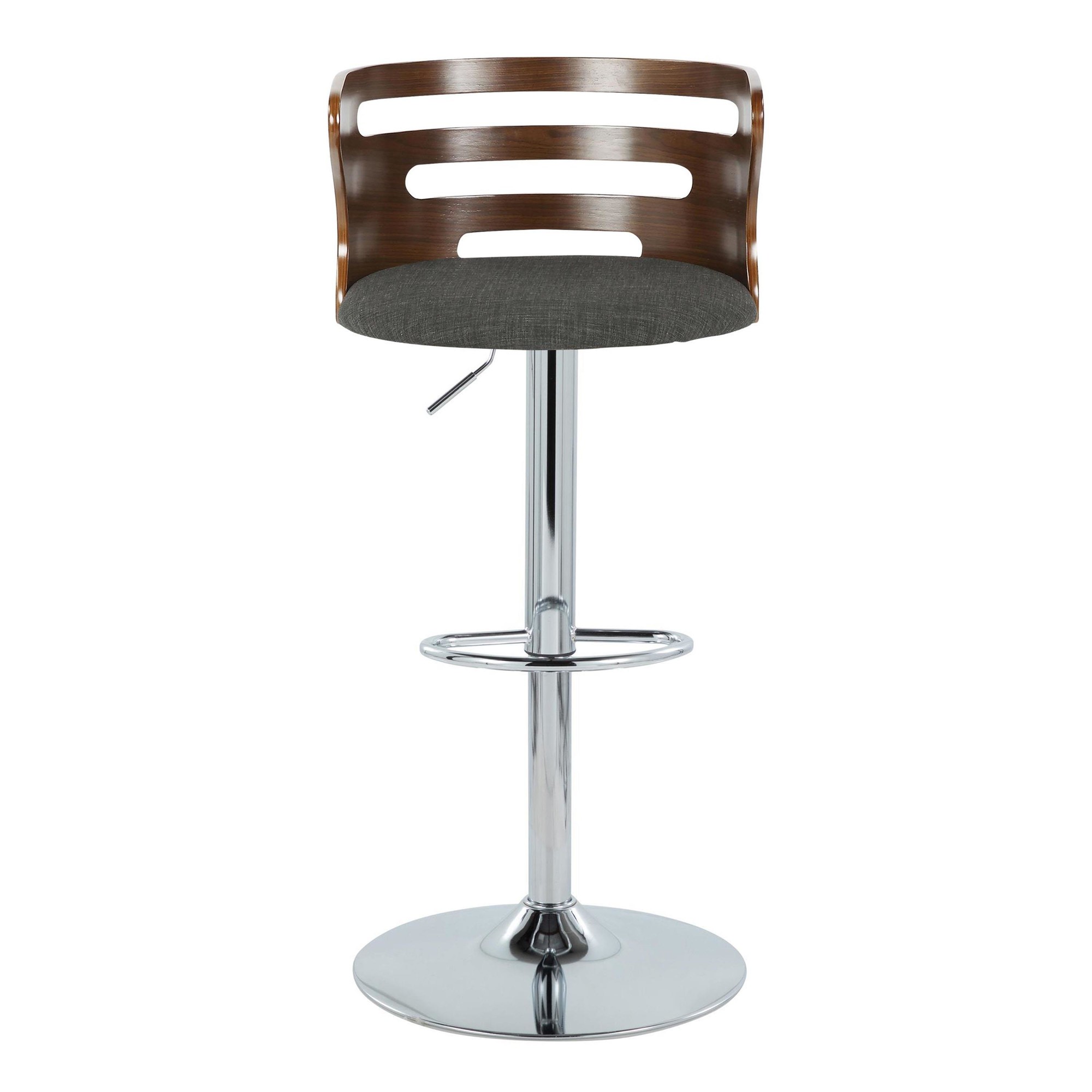 Cosi Walnut Wood Charcoal Fabric Mid-Century Barstool (Set of 2) 6 Cosi Walnut Wood Charcoal Fabric Mid-Century Barstool (Set of 2) - Image 6