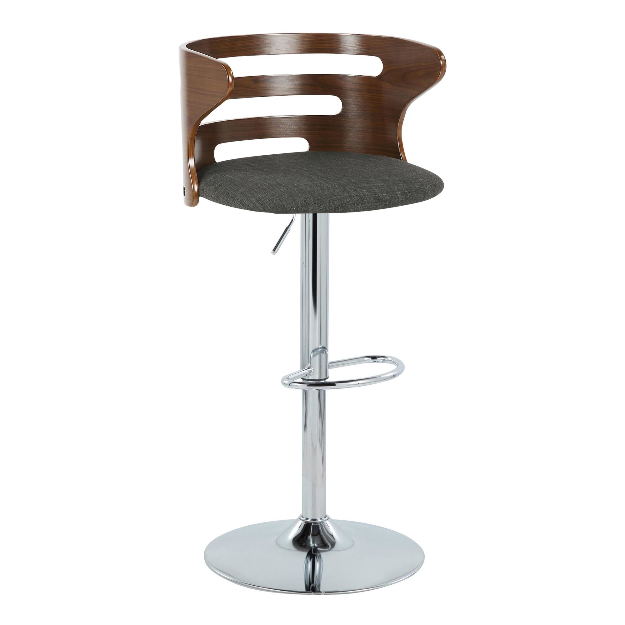 Cosi Walnut Wood Charcoal Fabric Mid-Century Barstool (Set of 2) 1 Cosi Walnut Wood Charcoal Fabric Mid-Century Barstool (Set of 2)