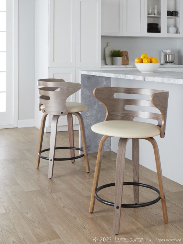 Cosini 24 Mid Century Modern Swivel Counter Stool Set of 2 1