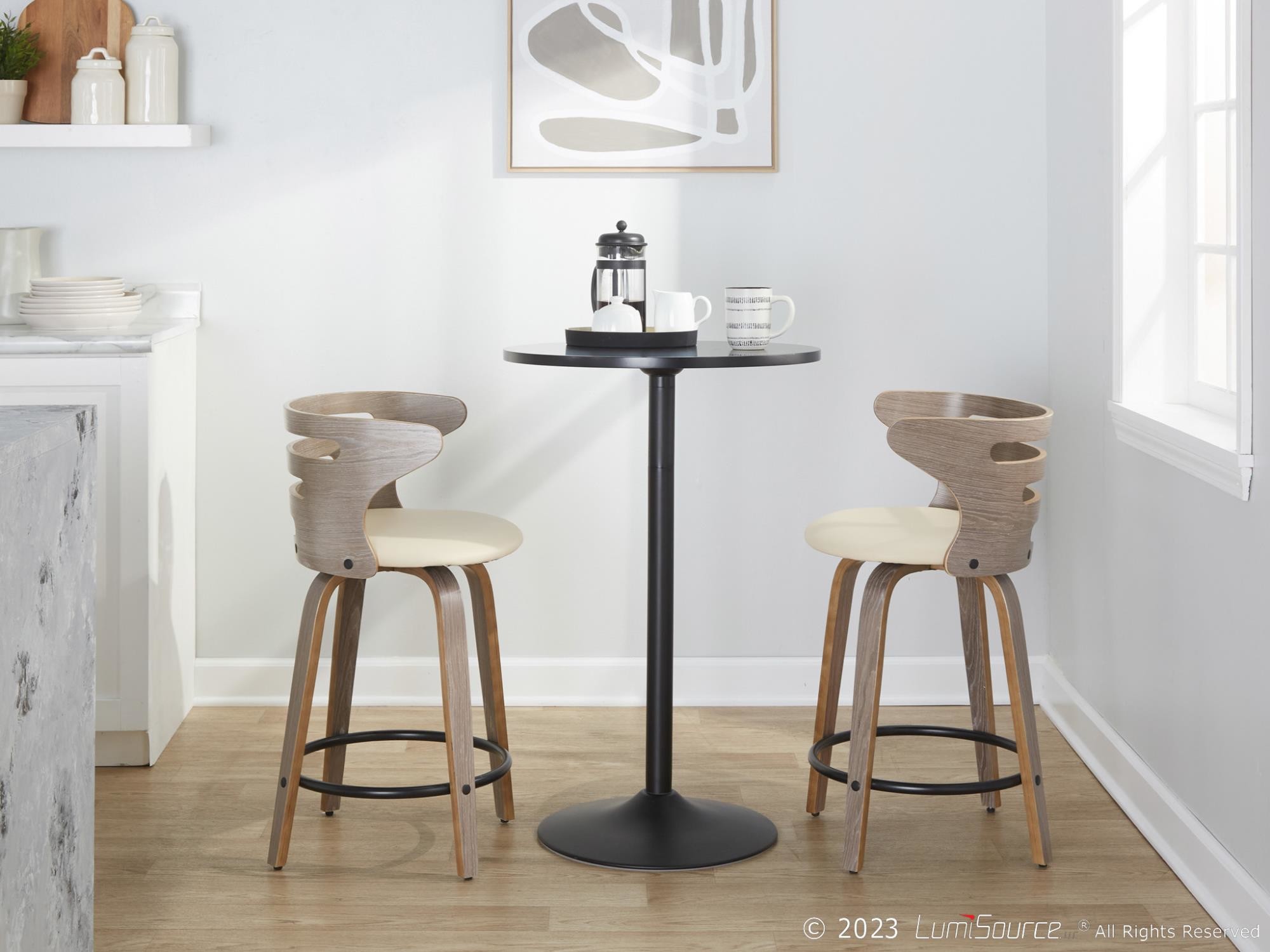 Cosini 24 Mid-Century Modern Swivel Counter Stool (Set of 2) 4 Cosini 24 Mid-Century Modern Swivel Counter Stool (Set of 2) - Image 4
