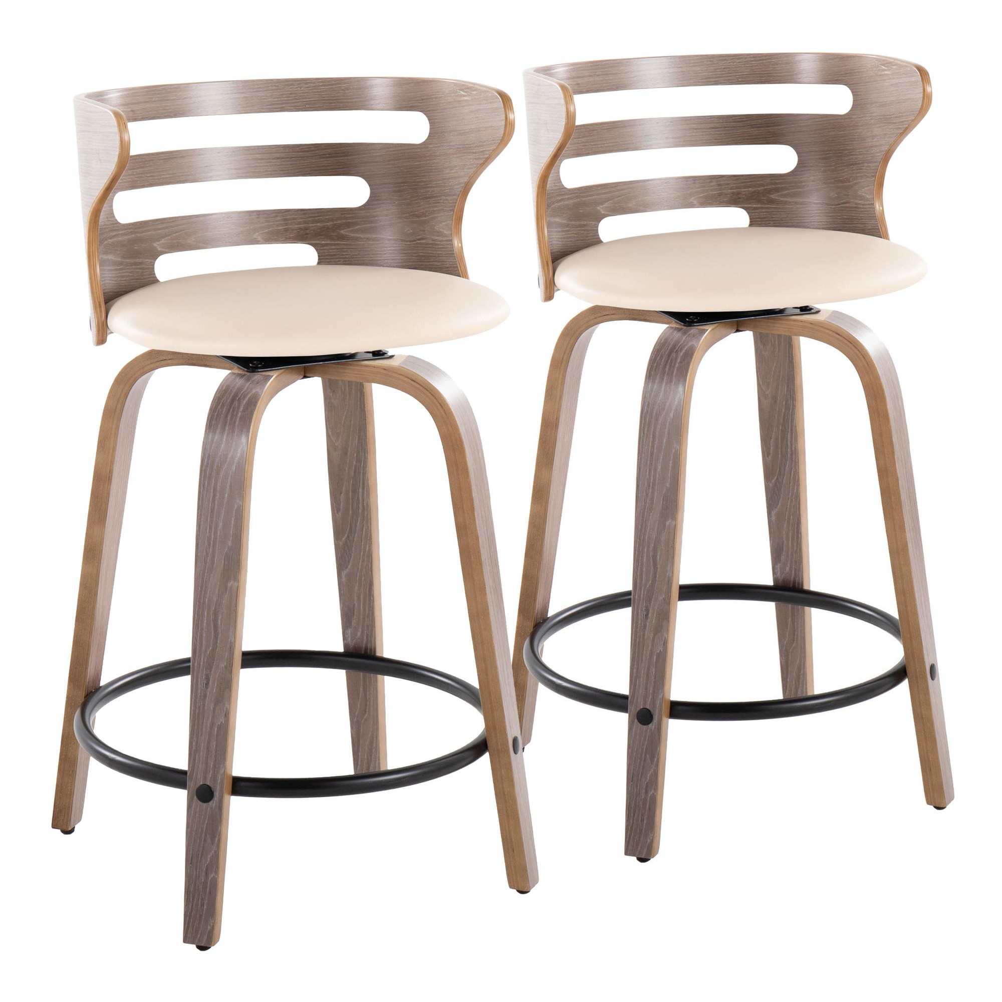 Cosini 24 Mid-Century Modern Swivel Counter Stool (Set of 2) 5 Cosini 24 Mid-Century Modern Swivel Counter Stool (Set of 2) - Image 5