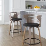 Cosini 24 Mid-Century Modern Swivel Counter Stool w/ Black Metal Footrest (Set of 2) 12 Cosini 24 Mid-Century Modern Swivel Counter Stool w/ Black Metal Footrest (Set of 2)