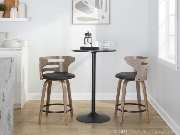 Cosini 24 Mid Century Modern Swivel Counter Stool w Black Metal Footrest Set of 2 2
