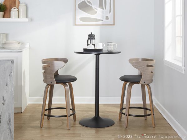 Cosini 24 Mid Century Modern Swivel Counter Stool w Black Metal Footrest Set of 2 3