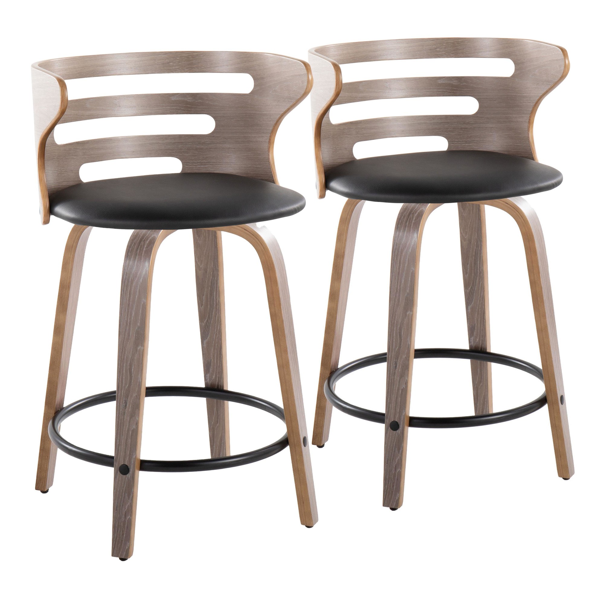 Cosini 24 Mid-Century Modern Swivel Counter Stool w/ Black Metal Footrest (Set of 2) 5 Cosini 24 Mid-Century Modern Swivel Counter Stool w/ Black Metal Footrest (Set of 2) - Image 5