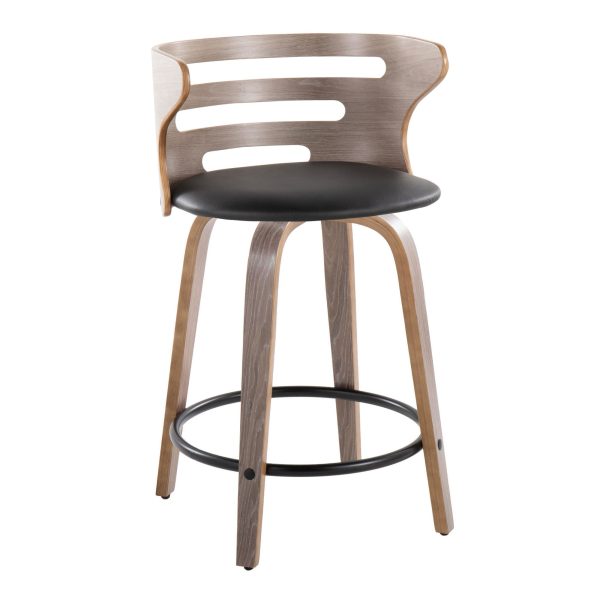 Cosini 24 Mid Century Modern Swivel Counter Stool w Black Metal Footrest Set of 2 5