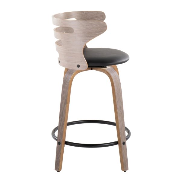 Cosini 24 Mid Century Modern Swivel Counter Stool w Black Metal Footrest Set of 2 6