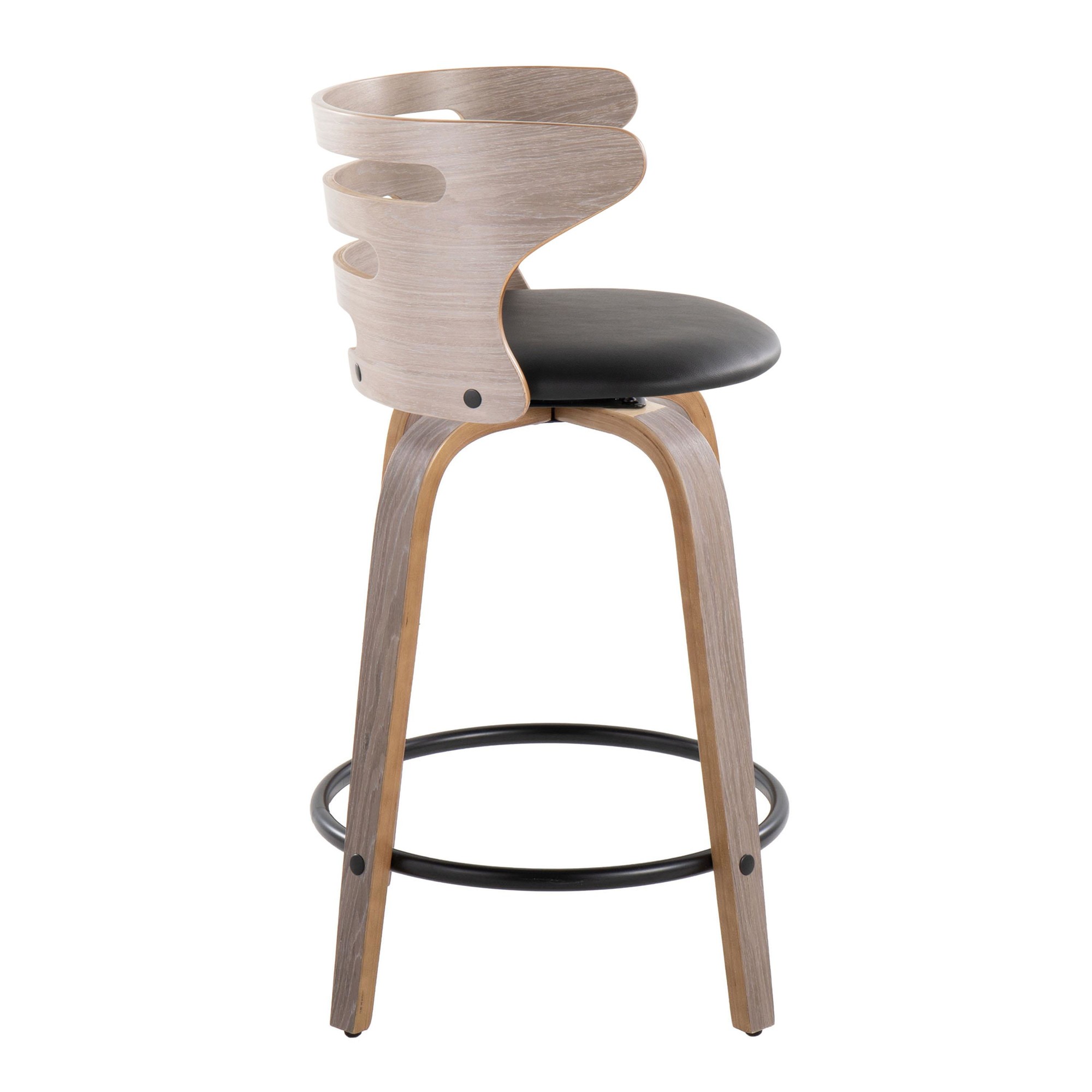 Cosini 24 Mid-Century Modern Swivel Counter Stool w/ Black Metal Footrest (Set of 2) 7 Cosini 24 Mid-Century Modern Swivel Counter Stool w/ Black Metal Footrest (Set of 2) - Image 7