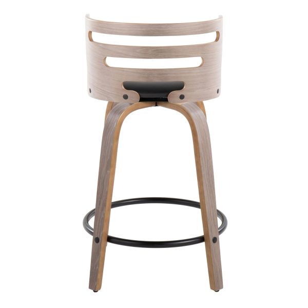 Cosini 24 Mid Century Modern Swivel Counter Stool w Black Metal Footrest Set of 2 8
