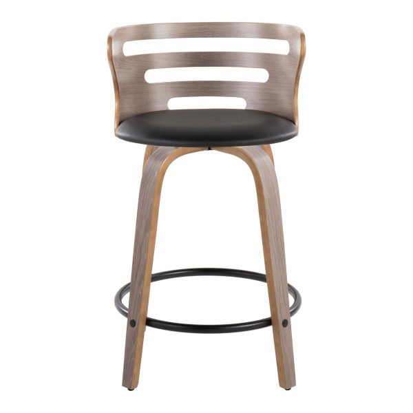 Cosini 24 Mid Century Modern Swivel Counter Stool w Black Metal Footrest Set of 2 9