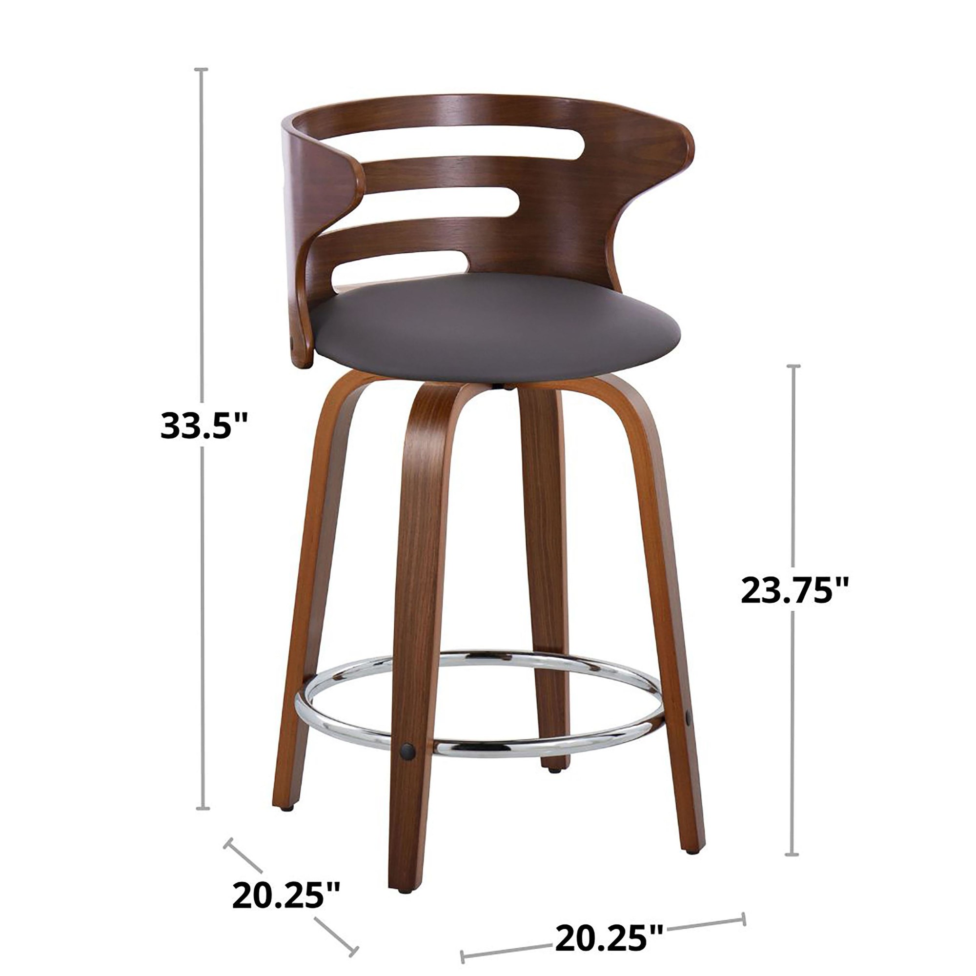 Cosini 24 Mid-Century Modern Walnut Counter Stool (Set of 2) 11 Cosini 24 Mid-Century Modern Walnut Counter Stool (Set of 2) - Image 11