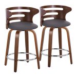 Cosini 24 Mid-Century Modern Walnut Counter Stool (Set of 2) 17 Cosini 24 Mid-Century Modern Walnut Counter Stool (Set of 2)